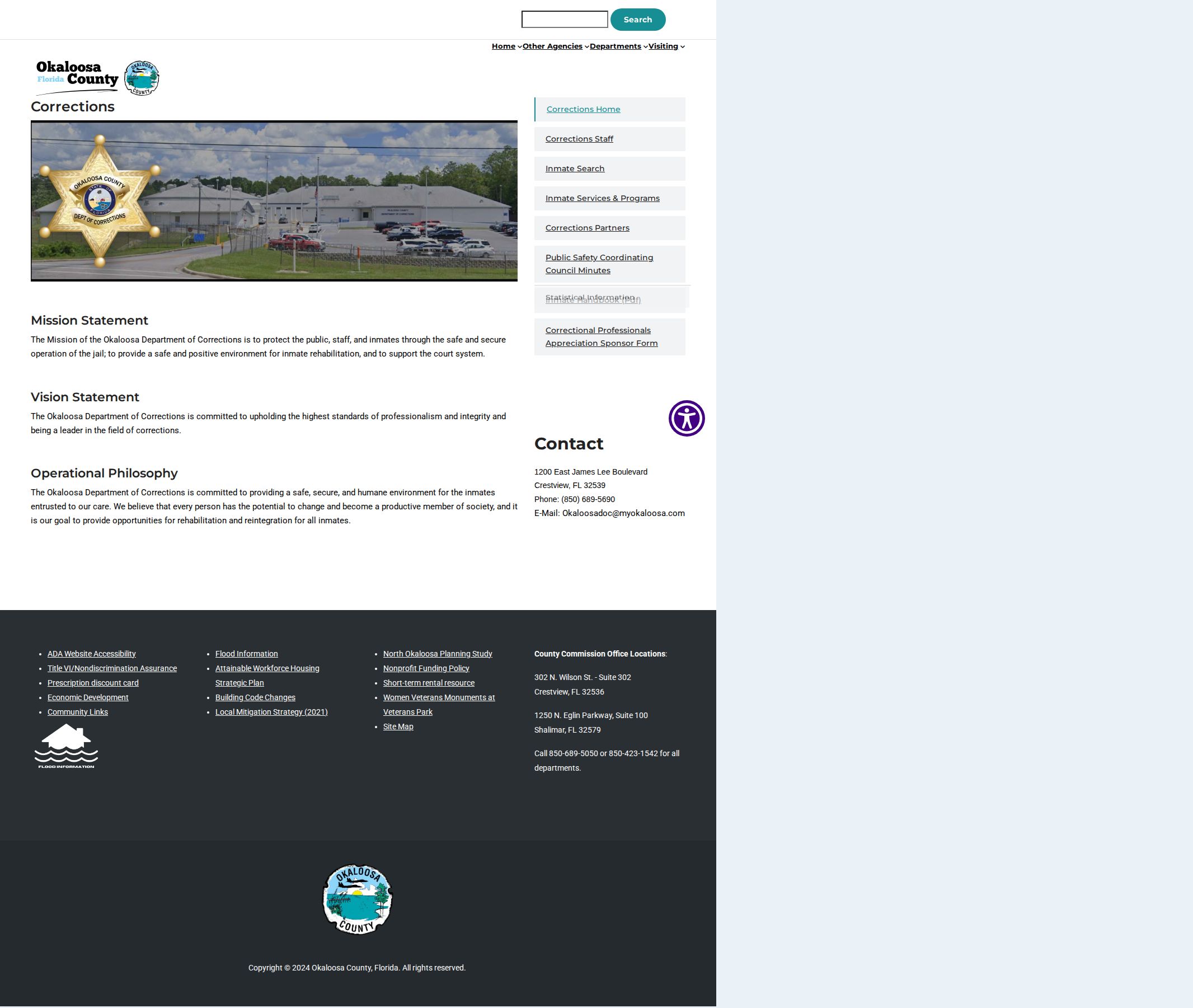 Okaloosa County Department of Corrections official page